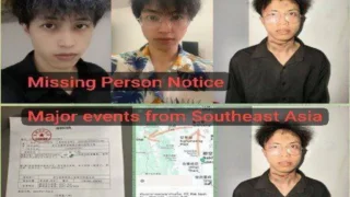 Cartaz de apelo por jovem chinês desaparecido em Myawaddy, Tailândia